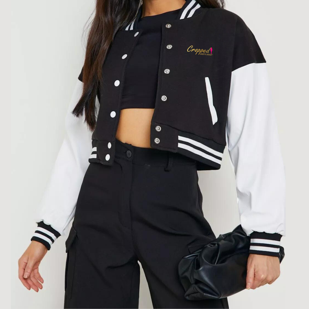 Black crop varsity