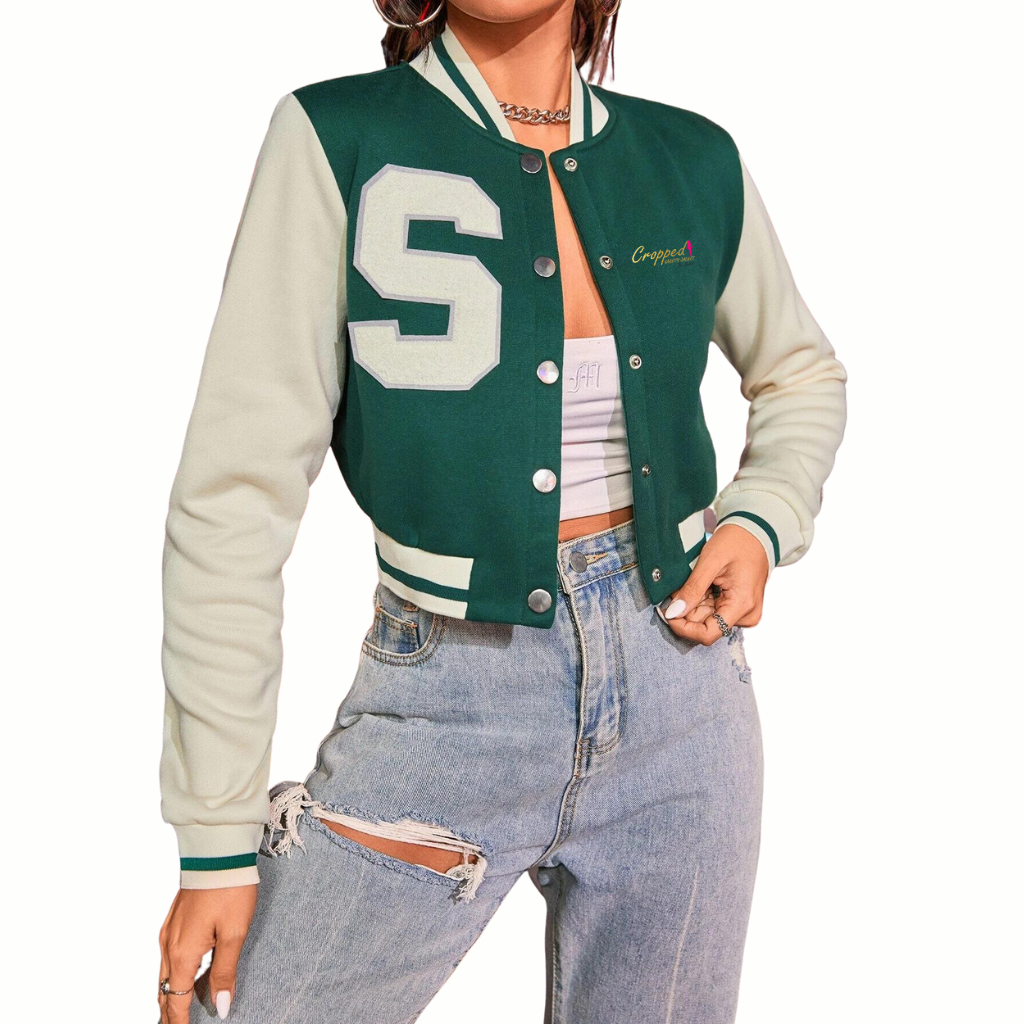 Snuggle Up In Style With Our Cropped Varsity Jacket