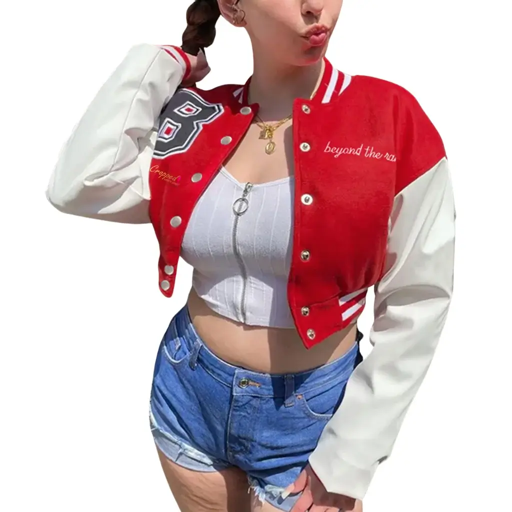 Red Cropped Varsity Jacket (1) (1)