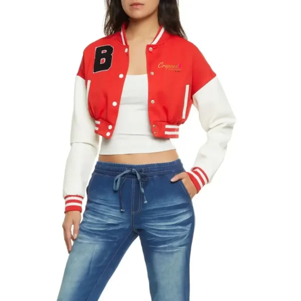 Red Cropped Varsity Jacket (2)