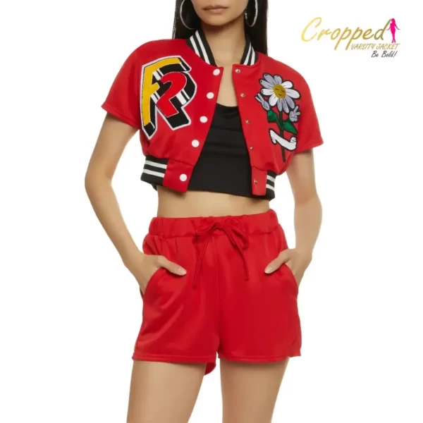 Red Cropped Varsity Jacket (3)