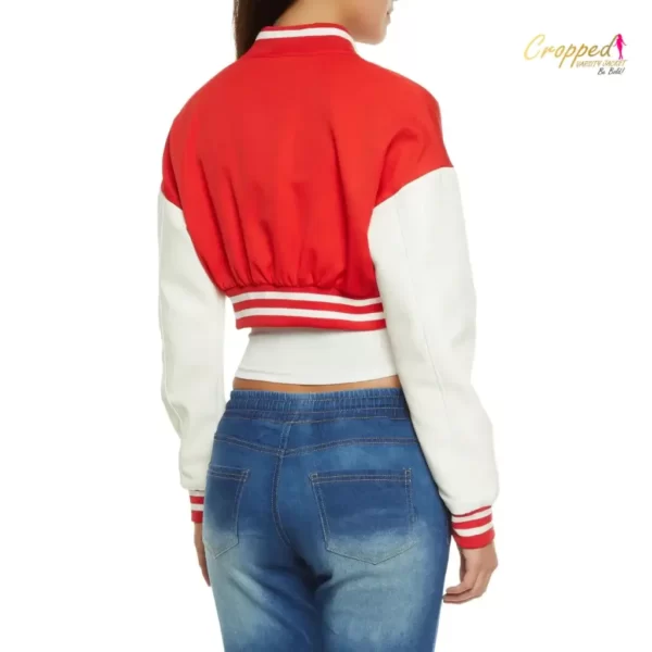 Red Cropped Varsity Jacket