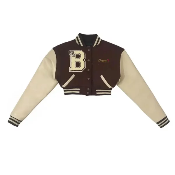 Cropped Leather Varsity Jacket