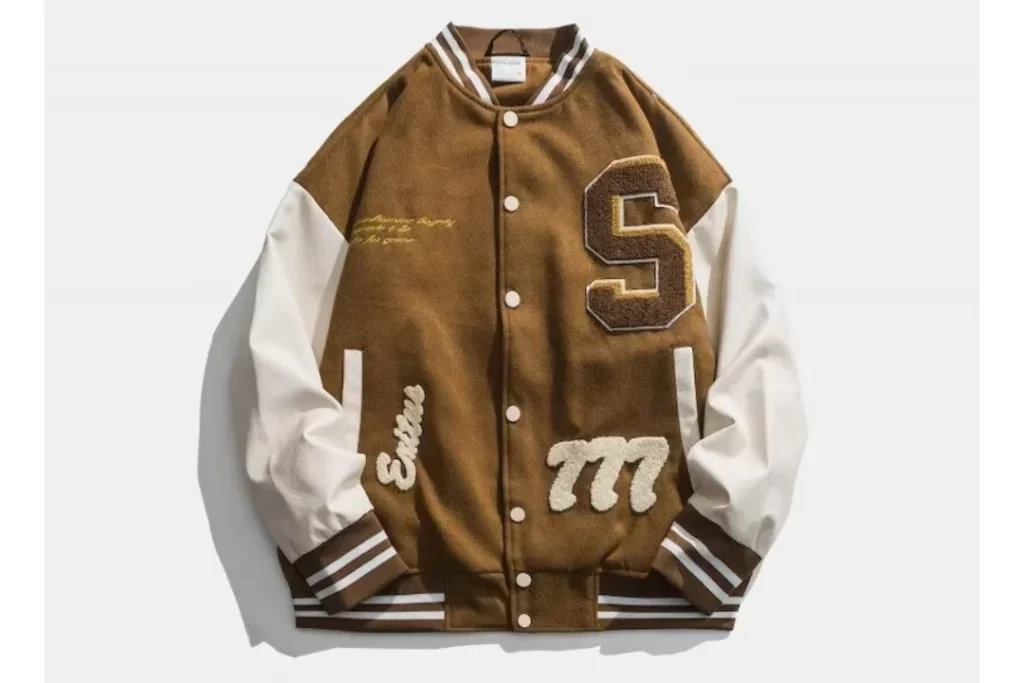 patch on crop varsity jacket