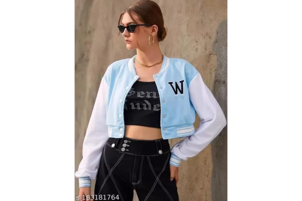 Cropped varsity jackets with embroidered letters